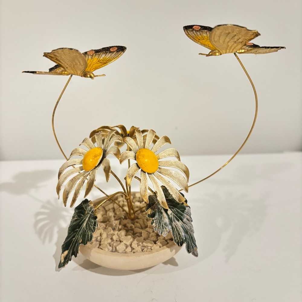 Vintage Disney MCM metal sculpture Walt Disney Productions butterfly floral